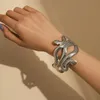 Bangle Moda SteamPunk Snake Wide Aberto Bangles Gold Cor Metal Cuff Armband Braceletes Para As Mulheres Meninas Punk Jóias