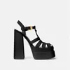 Sandales femmes bout carré plate-forme bloc 14CM chaussures à talons hauts Rome gladiateur grande taille noir blanc 2022