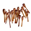 Eco Friendly Natural Wooden Spoons Coffee Stir Tea Soup Sugar Honey Dessert Appetizer Seasoning Bistro Small Spoon