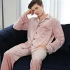 Vêtements de nuit pour hommes Hommes Velours Hommes Pyjama Costume Sexy Cardigan Vêtements De Nuit À Manches Longues Chaud Mâle Pyjama Ensemble Marié Hiver Pijamas Loungewear