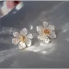 Korean Design Fashion Jewelry Personality Five-petal Flower White Small Elegant Female Sweet Earrings Stud