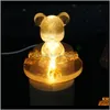 Sieraden zakjes zakken handgemaakt houten led licht dispaly kristal glas hars kunst ornament houten nacht verlichte basisstandaard ambachten 13dc d8nqi