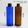 24 x 250ml Empty Plastic Flat Shoulder Shampoo Bottle with plastic lid and hole seal plug Travel Cosmetic Packaging Container