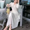 Casual Jurken 2021 Lente Mode Elegante Mesh Fairy Feestjurk Voor Vrouwen Lange Mouw Sexy V-hals Vintage Boho Vestidos gewaad Femme