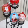 Xmas Tree Round Iron Ball Decorations Christmas Cartoon Mini Candy Box Hängande Santa Claus Födelsedagspresent Ornament Party Supplies BH4862 WLY