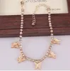 Creative Rhinestone Små Butterfly Anklets Simple Temperament Claw Chain Tassel Foot Ornaments Stilig strandprydnad Anklet för kvinnor