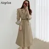 Neploe Coll Collar Krótki rękaw Solidna kurtka Kobiety Slim Talii Sashes Work Style Ol Coat Femme Spring New Blazer 210423