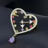 Pins, Brooches Fashion Design Heart Brooch Women Jewelry Multicolors Stone Metal Lapel Aesthetic Pins Wholesale / Drop