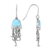 Boucles d'oreilles méduse en Larimar naturel en argent Sterling 925 pour boucles d'oreilles pendantes pour femmes 210524