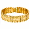 Men's wide 24k gold plate flower Link Chain bracelets NJGB021 fashion men watch buckle yellow gold plated bracelet