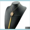 Necklaces Pendants Jewelry Womens 75Cm Long Boho 18K Gold Drusy Chain Tassel Pendant Necklace For Women Girls Drop Delivery 2021 Wbpbi