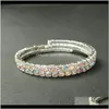 Drop Delivery 2021 2 file da sposa a spirale con strass di cristallo braccialetti elasticizzati braccialetto in argento e accessori di gioielli placcati in oro per le donne