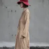 Johnature Retro Moda Kieszenie O-Neck Solid Color Plus Size Sukienka Jesień Luźne Wygodne Długie Rękaw Kobiety Dresses 210521