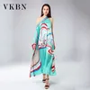 VKBN Frühlings- und Sommerkleid für Damen, ärmellos, trägerlos, bedruckt, modisch, elegantes Kleid, Übergröße, fabrikgefertigt, 60 % Seide 210507