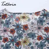 Blouses en mousseline de soie à imprimé fleuri pour femmes hauts d'été à manches courtes col rond féminin Vetement Femme chemises pour femmes Tataria 210514