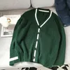 Autumn Winter Men's Sweater Coat Wool Cardigan Sweaters Coat Men Korean Style Loose Couple Casual Knitwear Green 210412