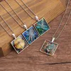 Geschilderde Uil Blauw Dragonfly Insect Glas Hanger Ketting Sieraden Retro Square Time Gem Accessoire Vintage Kleurrijk