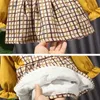 Lente kinderen meisjes jurk patchwork bladerdeeg mouwen plaid bretels dame stijl prinses baby mode kleding E1126 210610