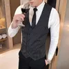 Kamizelki męskie M-3XL Podwójne breasted Casual Tuxido Vest Wedding Męskie Moda Bez Rękawów Mężczyzna Odzież OficeWear Trening XXXL