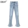 Flared Pants Women High Waist Light Blue Jeans Stretch Micro Trumpet Floor Mop Trousers Spring And Summer GX1133 210421