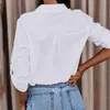 Women's Blouses Women's & Shirts Women White Shirt Autumn Leisure Long Sleeve Turn-down Collar Button Solid Office Lady Blouse Plus