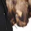 Doublure de fourrure naturelle Manteau de stationnement Véritable manteau de fourrure Veste d'hiver Femmes Collier de fourrure Raccon naturel Raccoon chaud Parkas 210927
