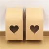 50 stks Kraft Paper Gift Tassen met Hartvorm Clear PVC-venster Bruiloft Baby Douche Party Chocolade Candy Cake Verpakkingsdozen