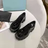 Kvinnor Mode Klänning Skor Högkvalitativt Äkta Läder 6cm Heel Muffin Platform Sko Causal Loafers Vit Svart Med Box