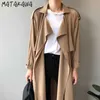 MATAKWA rétro Style britannique lâche femmes Trench manteau automne tempérament coupe-vent femmes mode coréenne Long manteau 210812