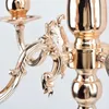 Bougeoirs 5 bras candélabres en cristal pièce maîtresse de Table de mariage candélabre de luxe en métal doré pour la décoration de la maison 10 pièces