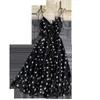 Summer Vintage Dress Women Slim High Waist V-neck Star Sequins Sexy Dresses Fashion Ladies Black Bandage Long Robe 210525