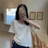 3 kolory Lato Koreański Styl Soild Color V Neck Lace Up Dzianiny Topy T Shirts Damska koszulka Koszulka FEMME (L9019) 210423