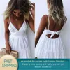 Boho vestido de feminino sexy strappy rendas branco mini vestidos senhoras praiafesta sundress 210428