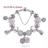 18 à 21 cm bracelet de perles de charme de fleur de pêcher pendentif à breloques de mère douce adapté au bracelet en argent ou à la chaîne de serpent accessoires de bijoux à bricoler soi-même 314B