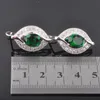 Necklace Earrings Set & Eye Design Bridal Women's Wedding Silver Color Green Crystal Ring And QZ0234