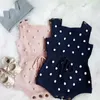 Çocuklar Bebek Kız Örgü Ponponlar Romper Kolsuz Kız Örgü Giysi Sevimli Yenidoğan Polka Dot Bodysuit Rahat Tulum Kış Bahar Giyim