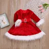 Gril vestido de natal criança meninas recém-nascido meninas vestido vermelho princesa veludo pelúcia festa de pelúcia xmas vestido para meninas ano novo meninas vestidos g1129