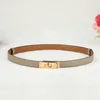 New Designer Women Real Leather 1.8cm Width Belts Golden Silver Lock Buckle Dress Jeans Sweater Waistband Belt A0 Q0625