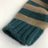 Herfst en Winter Peuter Trui Kinderen Pullover Single-Breasted Blue Round Neck Striped Cotton Cardigan 210701