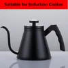 Bollitore per caffè in acciaio inossidabile Caffettiera da 1,2 litri Beccuccio a collo di cigno Bollitore Utensili da tè con termometro Fornello a induzione adatto 210330