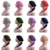 Muslim Women Turban Hair Loss Bonnet Head Scarf Headwear Cancer Hat Chemo Cap Cover Beanie Wrap Long Tail Skullies Solid Color