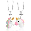 2Pcs/Set Unicorn Necklace Jewelry Best Friend Forever Charms Kids Choker Necklace For Boys And Girls Pendants Birthday Gifts