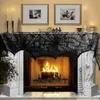 Black Lace Spiderweb Fireplace Mantel Scarf Festive Party Supplies for Halloween Decoration,18 x 98 inch