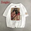 Zongke verão algodão manga curta t camisa homens camiseta samurai cópia casual tops moda macho engraçado t-shirt M-5XL 210706