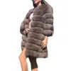 90CM Luxury Women Winter Long Sleeve Faux Fur Coat Jacket Fluffy s Jackets Overcoat Fake Outwear 211220