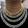 Hip Hop Iced Out Paves Rhinestones 1set 13 mm Couleur en argent Full Miami Courb cubain Chaîne CZ Bling Rapper Colliers pour hommes Jewelry7L6Y {Catégorie}