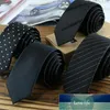 Ricnais Factory Sale 5cm Black Mens Skinny Ties Polyester Silk Plaid Striped Dots Jacquard Narrow Necktie Neck tie Party