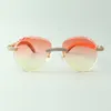 Znakomite klasyczne okulary przeciwsłoneczne z podwójnym rzędem 3524027 Naturalne pomarańczowe drewniane świątynie okulary, rozmiar: 18-135 mm