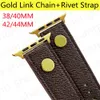 Luxury Watch bands Smart Straps For Apple iWatch Band 7 6 4 3 Series 41mm 45mm 44mm Strap Designer Leather Bracelet Gold Links Rivet Wristband Fashion Flower Men Women