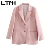 Streetwear Casual All-Match rosa Blazer Donne Blazer Allentati e Giacche Manica lunga Lady Suit Coat Spring 210427